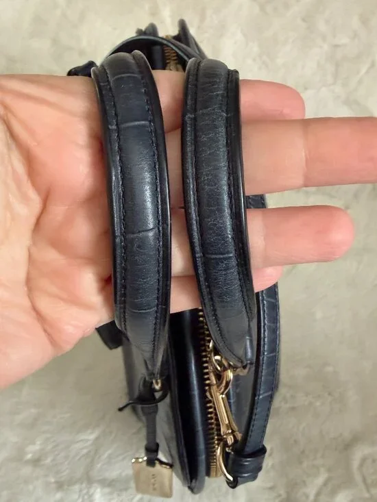 Coach Prince Street Satchel Navy Leather Crocodile-Embossed Crossbody/Handbag - Picture 12 of 16